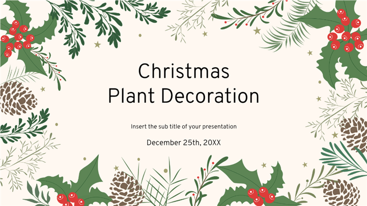 清新文艺植物插画风圣诞节活动策划ppt模板