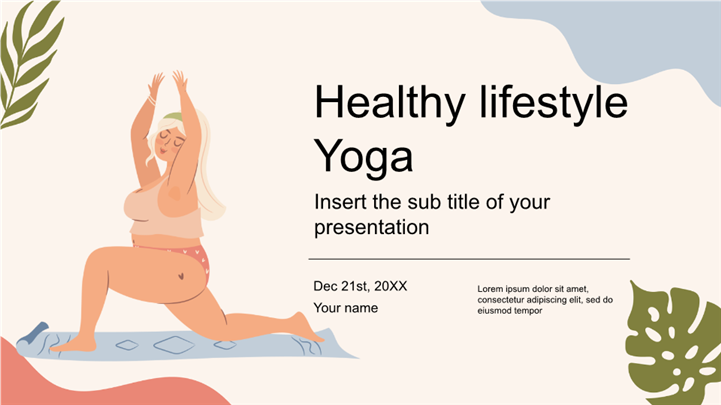 治愈系插画风瑜伽生活美学课件ppt模板