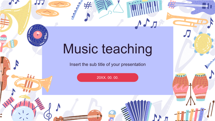 创意多彩插画风少儿音乐培训ppt模板