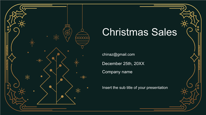 雅致复古金色线条圣诞促销策划ppt模板