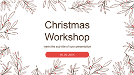 简约红棕配色手绘风圣诞节手工坊活动ppt模板