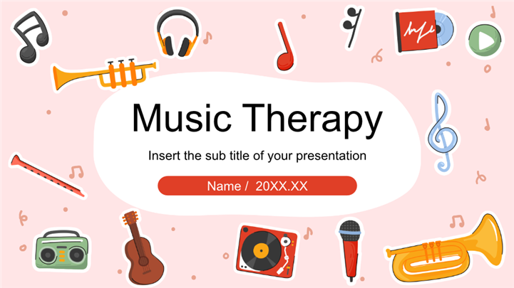 粉色可爱插画风音乐主题班会ppt模板