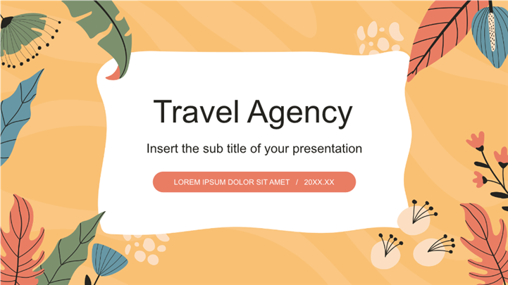 暖色植物插画风秋季旅行策划ppt模板