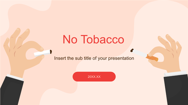 简约扁平插画风戒烟健康教育ppt模板