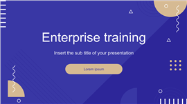 现代蓝金几何风企业员工培训ppt模板