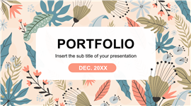 清新文艺植物插画风个人作品集ppt模板