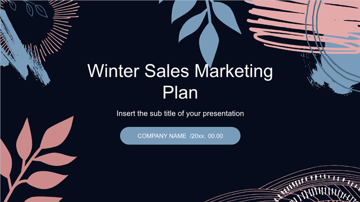 蓝粉抽象涂鸦风冬季营销计划ppt模板