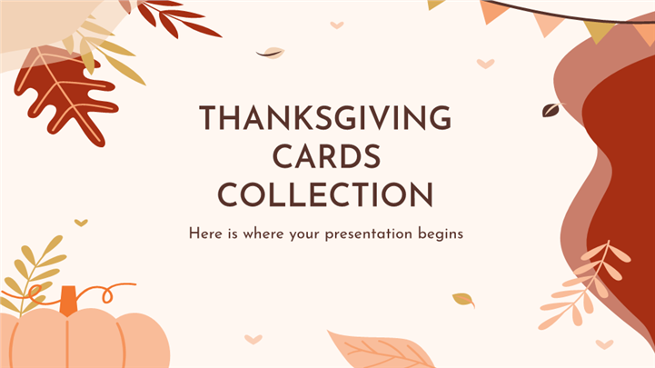 柔和暖色抽象风感恩节活动卡片ppt模板