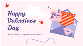 韩系手绘插画情人节表白电子情书PPT模板