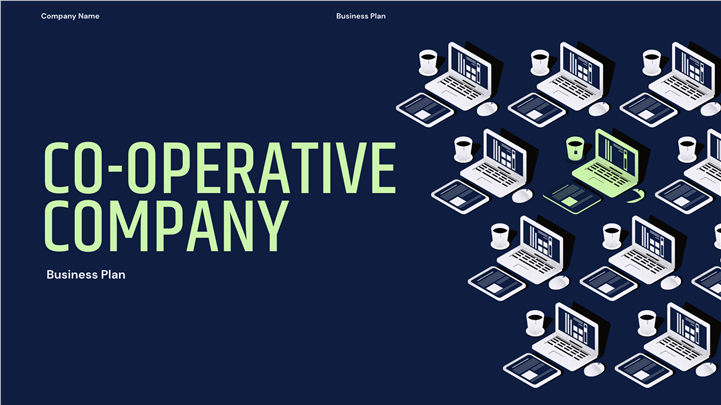 2.5D立体深蓝科技风商业计划书ppt模板