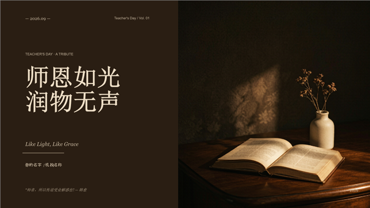 棕色2026师恩如光教师节致敬ppt模板