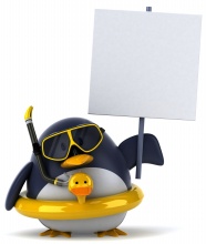 3D企鹅举牌子图片下载