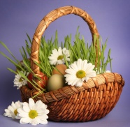 复活节篮子彩蛋鲜花图片