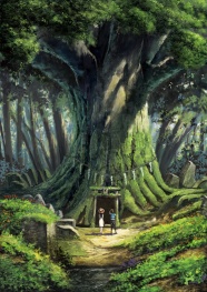 森林神树油画图片