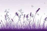 紫色卡通花草背景图片