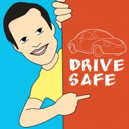 安全驾驶创意卡通插画