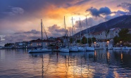 克罗地亚海港日落图片