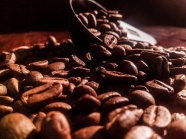 棕色咖啡豆近景图片