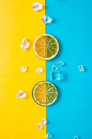柠檬冰块背景图片