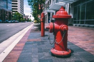 街上红色消防栓图片
