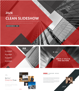 欧美风红黑配色商务PPT模板