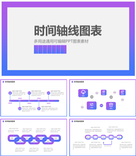 蓝色多用途可编辑时间轴线PPT图表