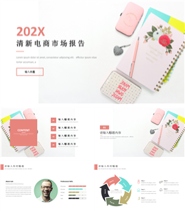 清新电商市场报告PPT模板