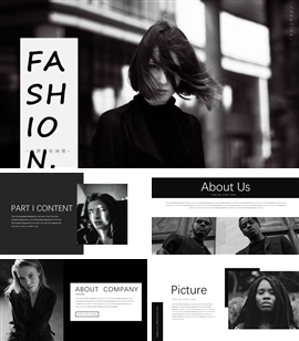 欧美风服装杂志品牌宣传画册PPT模板