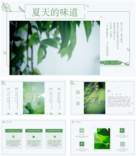 夏天小清新工作汇报ppt模板