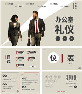 办公室礼仪培训简约风通用PPT模板