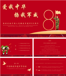 红色八一建军节ppt模板