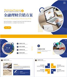 蓝黄商务金融产品营销ppt模板