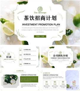 小清新饮品茶饮招商计划书ppt模板