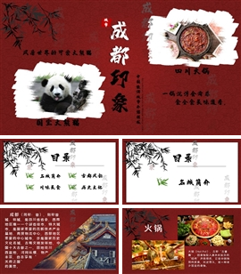 成都旅游攻略家乡介绍ppt模板