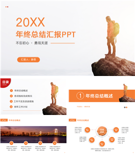 橙色商务风年终总结汇报ppt模板