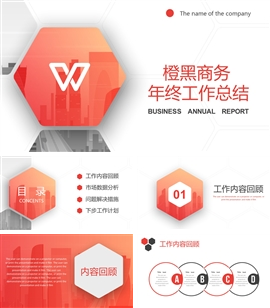 橙黑商务年终工作总结ppt模板