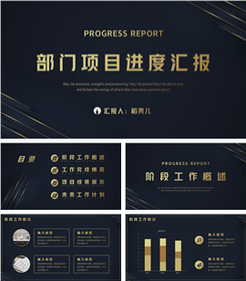 商务风部门项目进度汇报ppt模板
