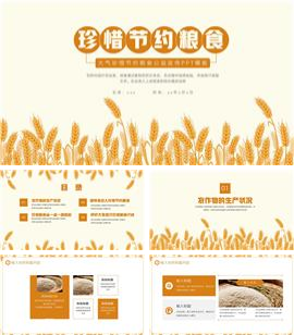 大气珍惜粮食公益宣传教育ppt模板