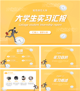 扁平风大学生实习汇报ppt模板