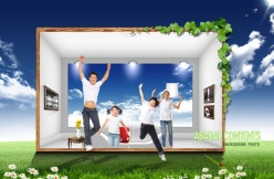 韩国幸福家庭空间PSD素材