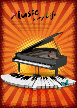 音乐钢琴主题海报PSD设计素材