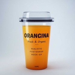 橙汁饮料杯样机