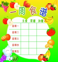 学校一周食谱菜单表格ps素材