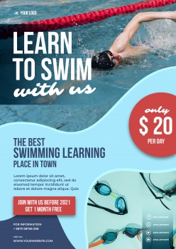 游泳招生英文海报设计