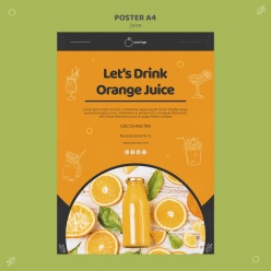橙汁海报模板PSD设计素材