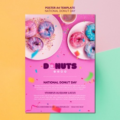 多彩甜甜圈甜品海报设计