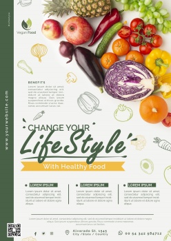 健康饮食生活方式海报模板