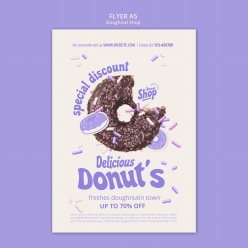 甜甜圈店宣传单模板源文件