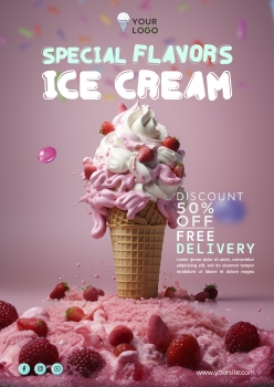 美味冰激凌美食海报招贴设计
