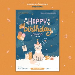 宠物猫咪生日派对海报PSD模板